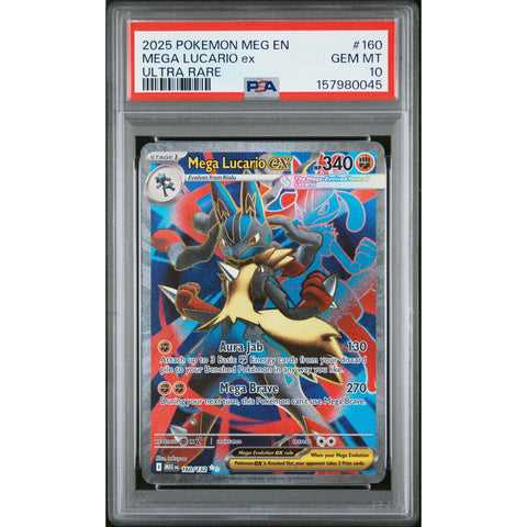 2025 POKEMON MEGA EVOLUTION MEGA LUCARIO EX ULTRA RARE 160/132 PSA 10