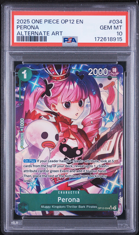 2025 ONE PIECE PERONA ALTERNATE ART 034 PSA 10