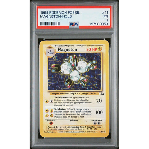 1999 POKEMON FOSSIL MAGNETON HOLO 11/62 PSA 1