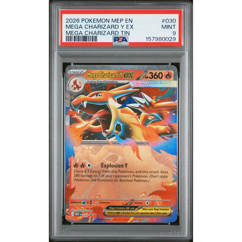 2026 POKEMON BLACK STAR PROMO MEGA CHARIZARD Y EX TIN MEP 030 PSA 9