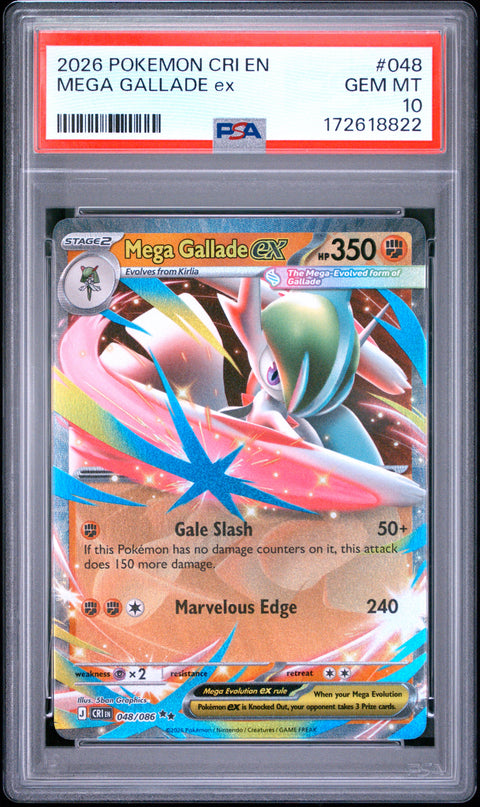 2026 POKEMON CRI EN-CHAOS RISING MEGA GALLADE EX 048 PSA 10