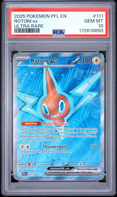 2025 POKEMON PFL EN-PHANTASMAL FLAMES ROTOM EX ULTRA RARE 111/094 PSA 10