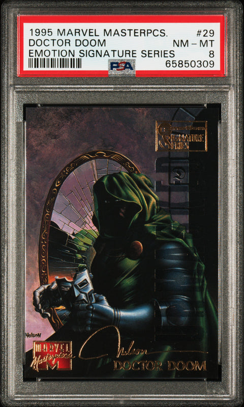 1995 MARVEL MASTERPIECES DOCTOR DOOM EMOTION SIGNATURE SERIES 29 PSA 8