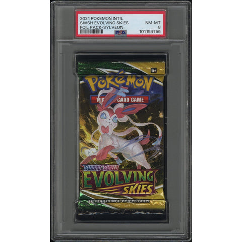 2021 POKEMON EVOLVING SKIES BOOSTER PACK PACK SYLVEON ART PSA 8