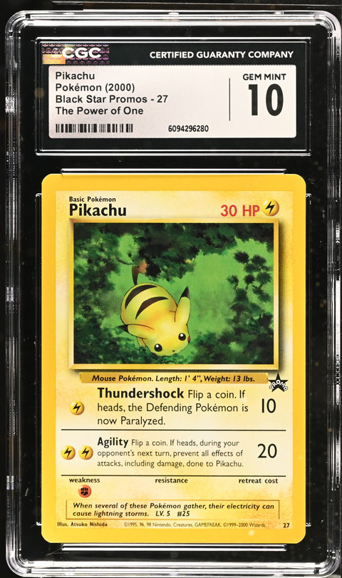 2000 POKEMON BLACK STAR PROMOS PIKACHU THE POWER OF ONE 27 CGC 10