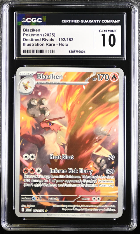 2025 POKEMON DESTINED RIVALS BLAZIKEN ILLUSTRATION RARE HOLO 192/182 CGC 10