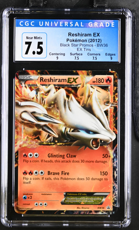 2012 POKEMON BLACK STAR PROMOS RESHIRAM EX TIN BW36 CGC 7.5