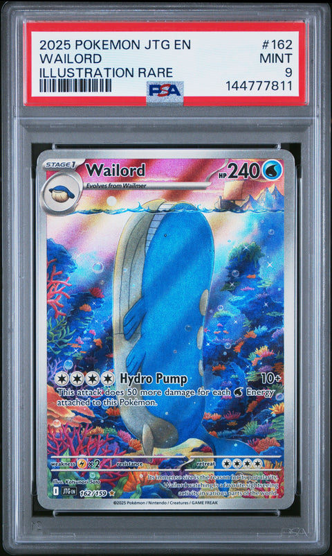 2025 POKEMON JOURNEY TOGETHER WAILORD ILLUSTRATION RARE 162/159 PSA 9