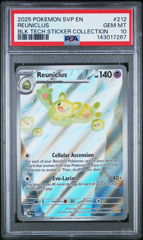 2025 POKEMON REUNICLUS BLACK BOLT TECH STICKER COLLECTION SVP 212 PSA 10