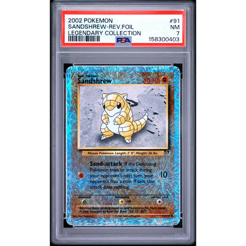 2002 POKEMON LEGENDARY COLLECTION SANDSHREW REVERSE HOLO 91/110 PSA 7