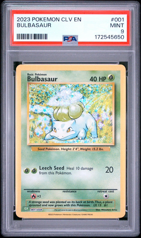 2023 POKEMON BULBASAUR CLV 001/034 PSA 9
