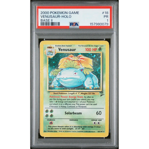 2000 POKEMON GAME BASE II VENUSAUR HOLO 18 PSA 1