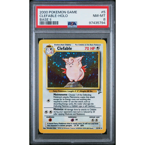2000 POKEMON GAME BASE II CLEFABLE HOLO 5 PSA 8