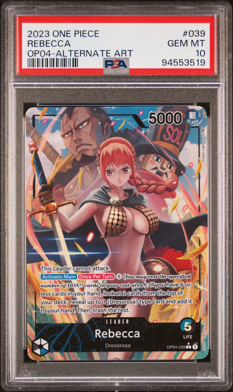 2023 ONE PIECE REBECCA ALTERNATE ART 039 PSA 10