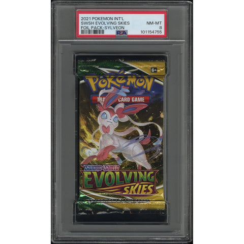 2021 POKEMON EVOLVING SKIES BOOSTER PACK PACK SYLVEON ART PSA 8