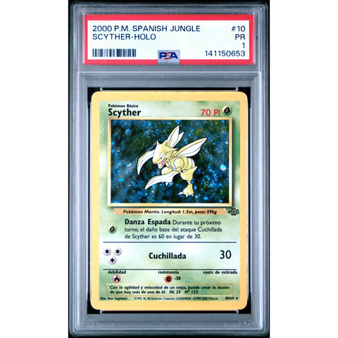 2000 POKEMON SPANISH JUNGLE SCYTHER HOLO 10/64 PSA 1