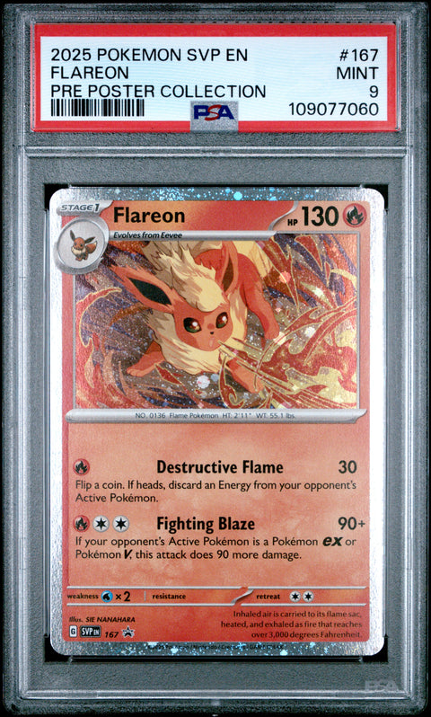 2025 POKEMON FLAREON PRISMATIC EVOLUTIONS POSTER COLLECTION SVP 167 PSA 9