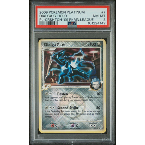 2009 POKEMON PLATINUM DIALGA G HOLO CROSSHATCH-2009 POKEMON LEAGUE 7/127 PSA 8