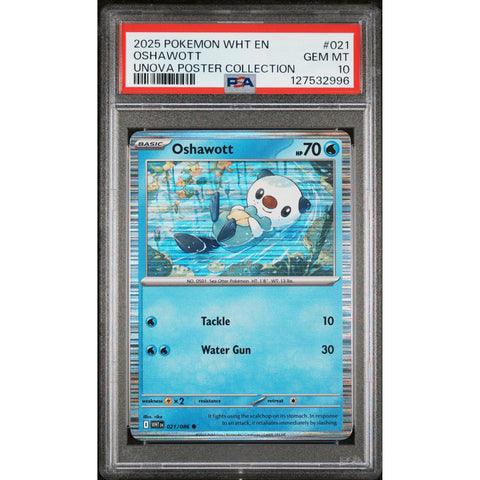 2025 POKEMON WHITE FLARE OSHAWOTT UNOVA POSTER COLLECTION 021/086 PSA 10