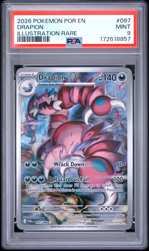 2026 POKEMON POR EN-PERFECT ORDER DRAPION ILLUSTRATION RARE 097 PSA 9