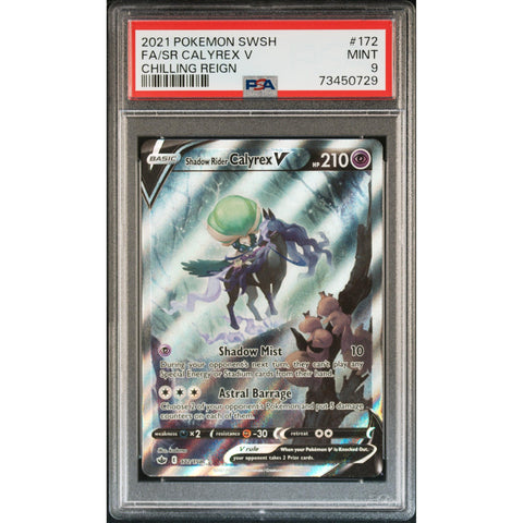 2021 POKEMON CHILLING REIGN SHADOW RIDER CALYREX V 172/198 PSA 9