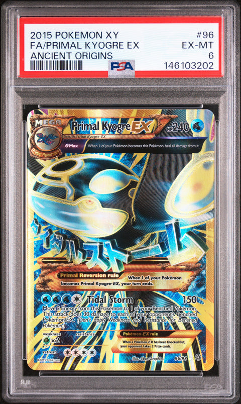 2015 POKEMON ANCIENT ORIGINS PRIMAL KYOGRE EX 96/98 PSA 6