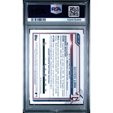 2021 SPORTS BOWMAN CHROME BAYRON LORA SPECKLE REFRACTOR BCP139 PSA 9