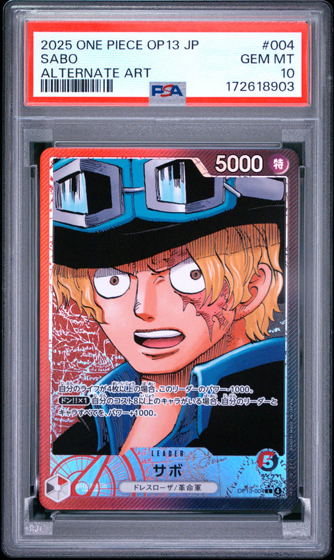 2025 ONE PIECE JAPANESE SABO ALTERNATE ART 004 PSA 10