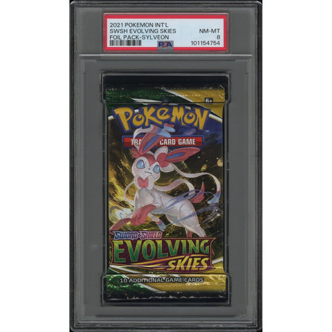 2021 POKEMON EVOLVING SKIES BOOSTER PACK PACK SYLVEON ART PSA 8