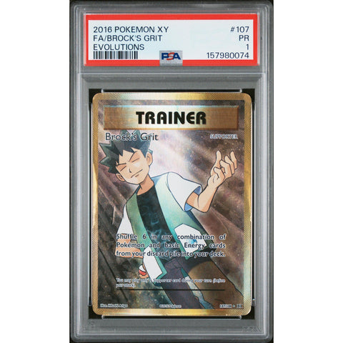 2016 POKEMON EVOLUTIONS BROCK'S GRIT 107/108 PSA 1