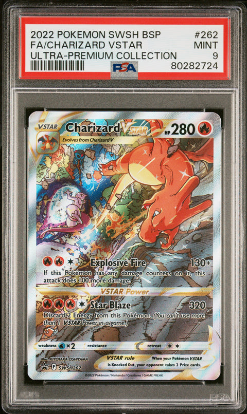 2022 POKEMON SWSH BLACK STAR PROMO CHARIZARD VSTAR ULTRA PREMIUM 262 PSA 9