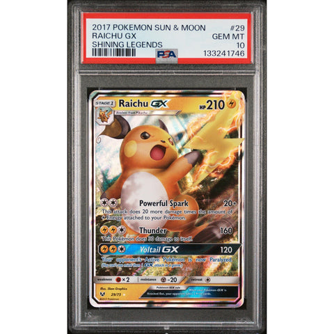 2017 POKEMON SHINING LEGENDS RAICHU GX 29/73 PSA 10