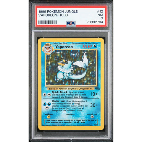 1999 POKEMON JUNGLE VAPOREON HOLO 12/64 PSA 7