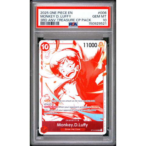 2026 ONE PIECE MONKEY D. LUFFY ST10-006 PSA 10
