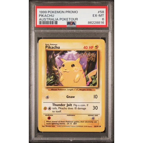 1999 POKEMON GAME PROMO PIKACHU AUSTRALIA POKETOUR 58/102 PSA 6