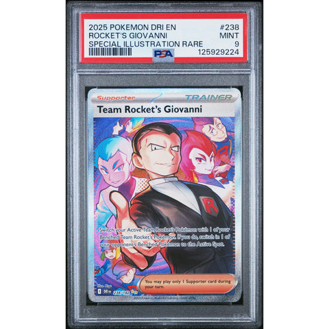 2025 POKEMON DESTINED RIVALS TEAM ROCKET'S GIOVANNI 238/182 PSA 9