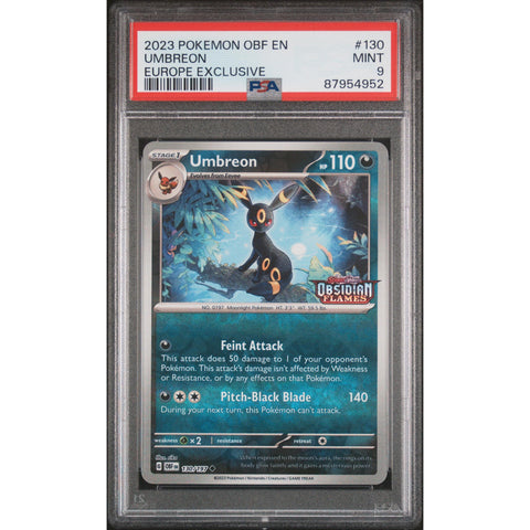 2023 POKEMON OBF EN-OBSIDIAN FLAMES UMBREON EUROPE EXCLUSIVE 130/197 PSA 9