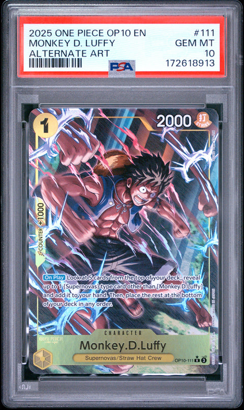 2025 ONE PIECE MONKEY D. LUFFY ALTERNATE ART 111 PSA 10