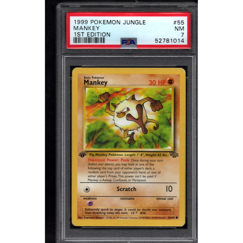 1999 POKEMON 1ST EDITION JUNGLE MANKEY 55/64 PSA 7