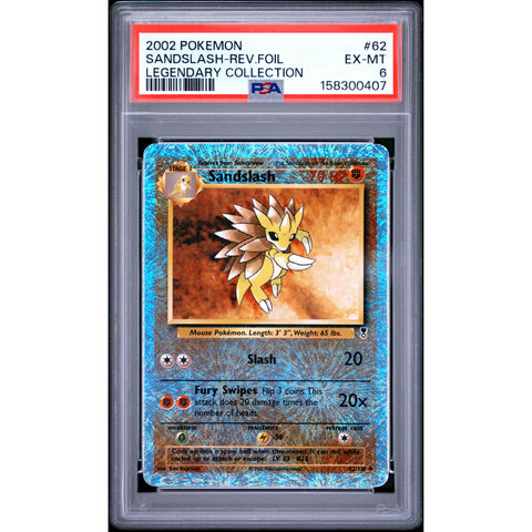2002 POKEMON LEGENDARY COLLECTION SANDSLASH REVERSE HOLO 62/110 PSA 6