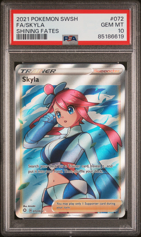 2021 POKEMON SHINING FATES SKYLA 072/072 PSA 10