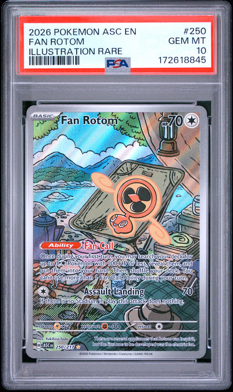 2026 POKEMON ASCENDED HEROES FAN ROTOM ILLUSTRATION RARE 250 PSA 10