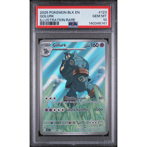 2025 POKEMON BLACK BOLT GOLURK ILLUSTRATION RARE 123/086 PSA 10
