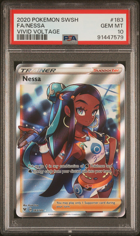 2020 POKEMON VIVID VOLTAGE NESSA 183/185 PSA 10