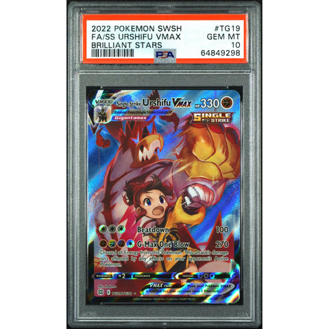 2022 POKEMON BRILLIANT STARS SINGLE STRIKE URSHIFU VMAX TG19/TG30 PSA 10