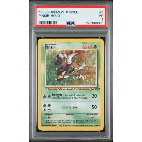 1999 POKEMON JUNGLE PINSIR HOLO 9/64 PSA 1