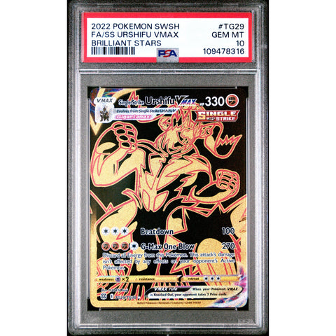 2022 POKEMON BRILLIANT STARS SINGLE STRIKE URSHIFU VMAX TG29/TG30 PSA 10