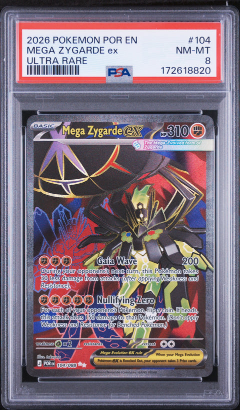 2026 POKEMON POR EN-PERFECT ORDER MEGA ZYGARDE EX ULTRA RARE 104 PSA 8