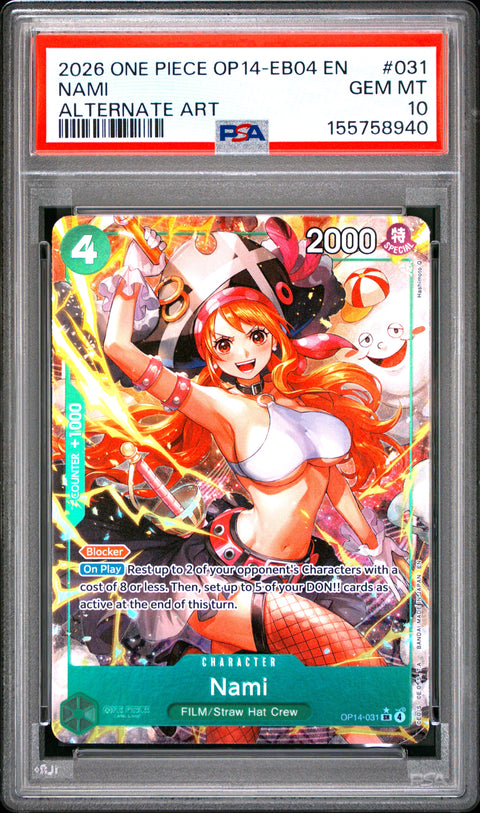 2026 ONE PIECE NAMI ALTERNATE ART 031 PSA 10