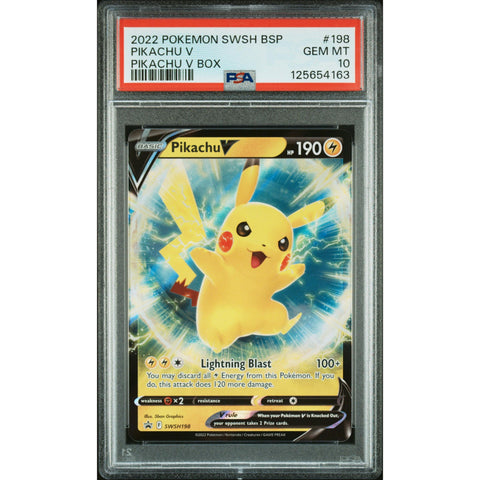 2022 POKEMON BLACK STAR PROMO PIKACHU V SWSH198 PSA 10 1
